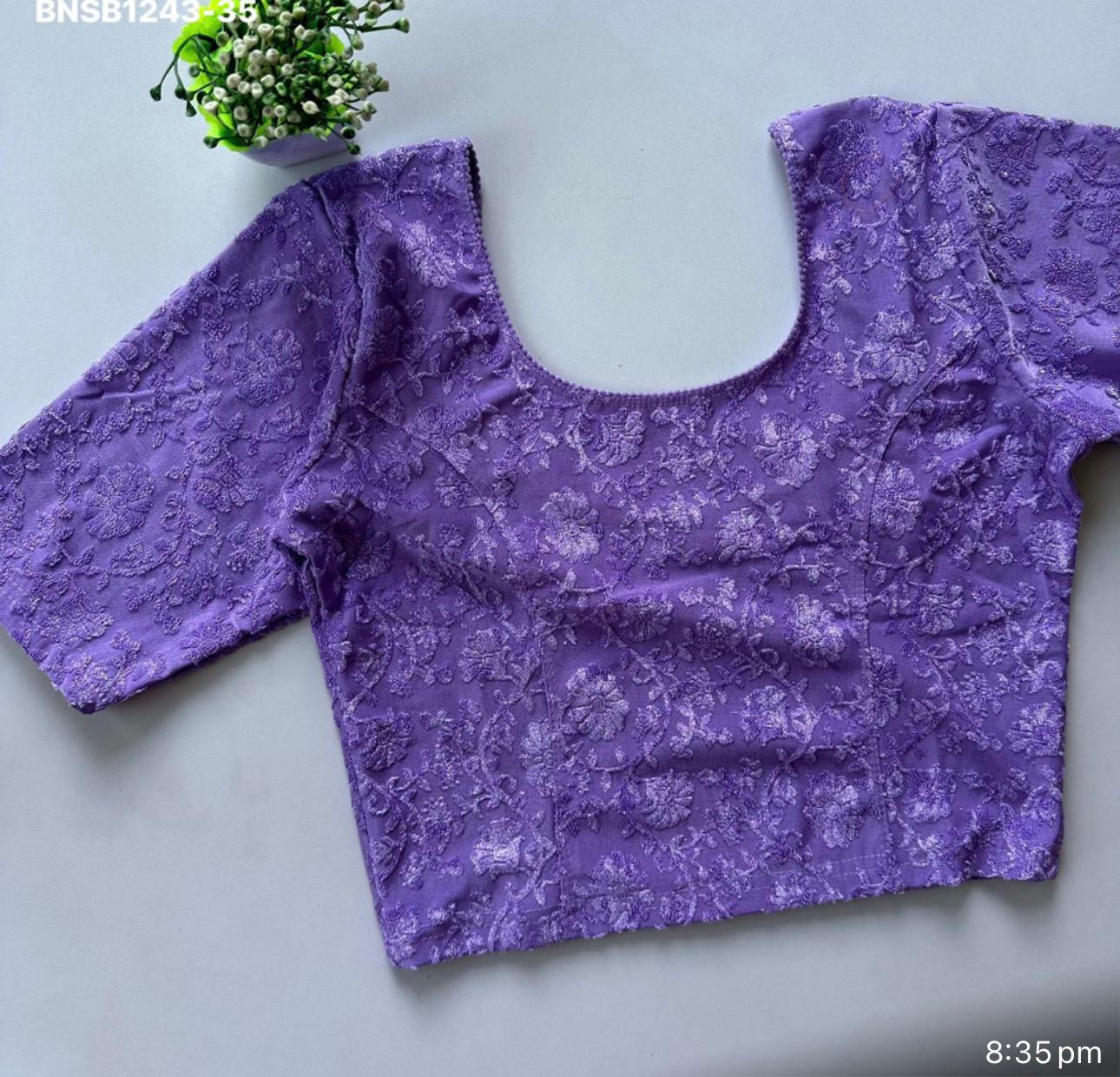 Polyester Stretchable Blouse-Lavender